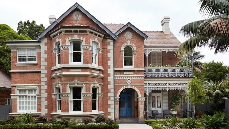 Double storey traditional red brick house 