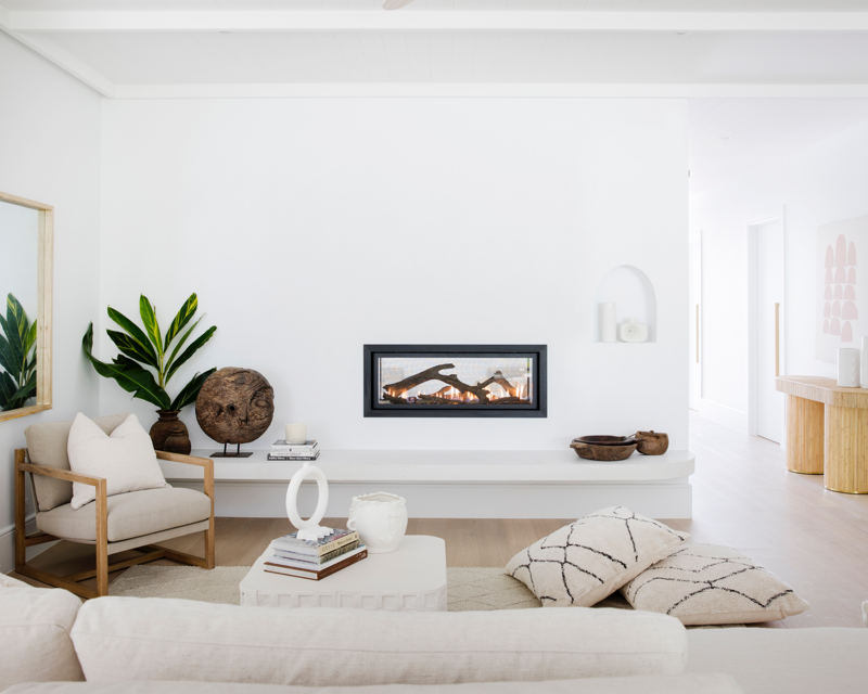 hinterland living room in Dulux White on White™ with modern fireplace