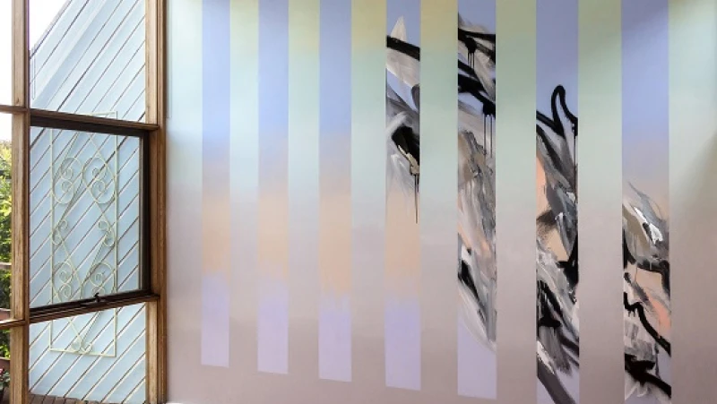 Multicoloured pastel striped wall 