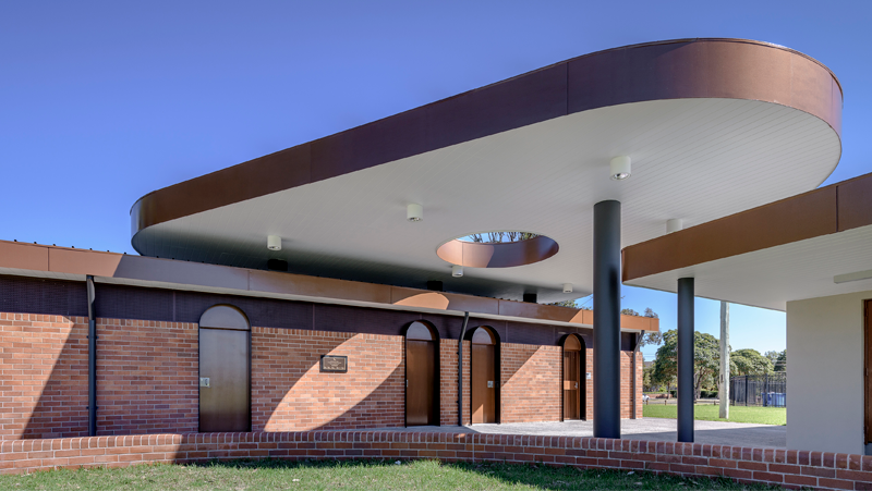 Red brick amenties block with curved verandah