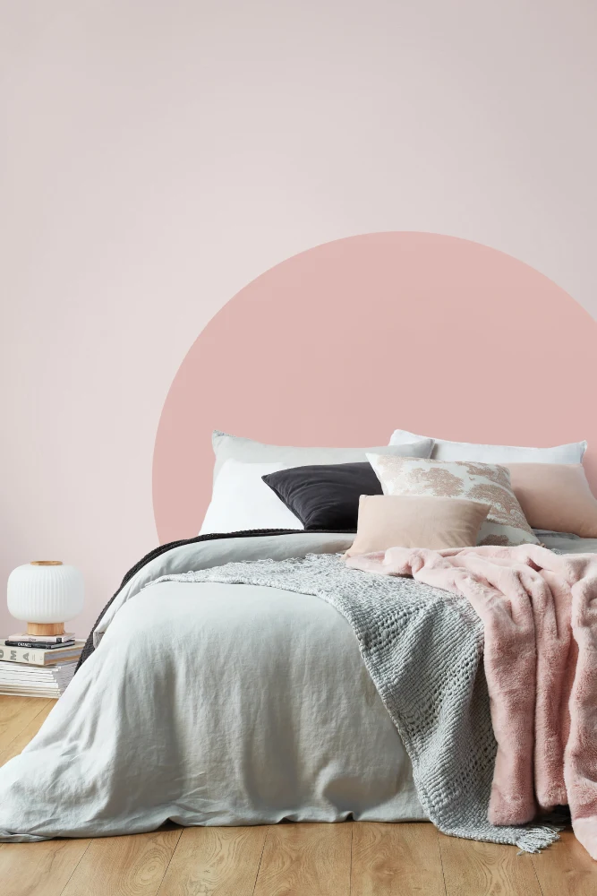  Soft pinks featured in bedroom for Dulux mindful spaces.