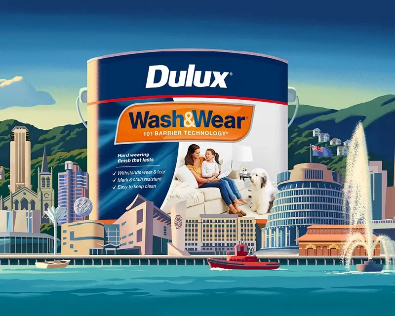 Dulux Wash&Wear can in Wellington graphic