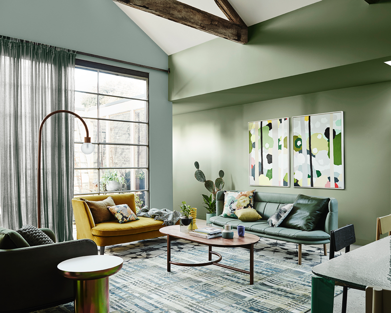Inspiration of green coloured living room 