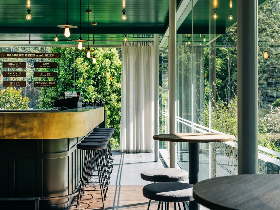 Bar with ceiling to floor glass windows