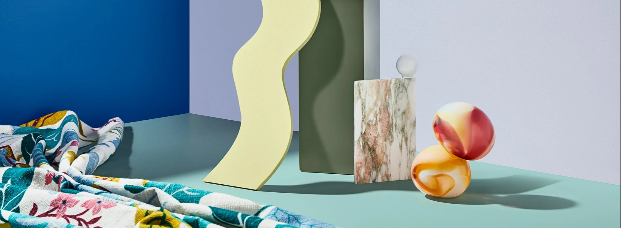 Various colourful shapes representing the Dulux Wonder palette