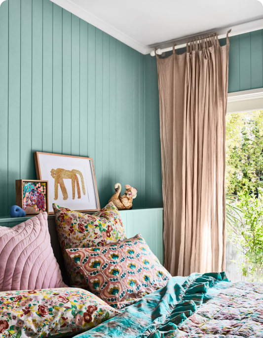 Dulux Harmonious colour featured in bedroom panelling
