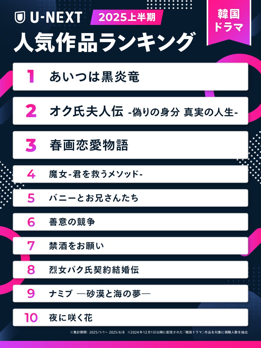 UNEXTランキング  2025上半期  ~韓国ドラマ部門~