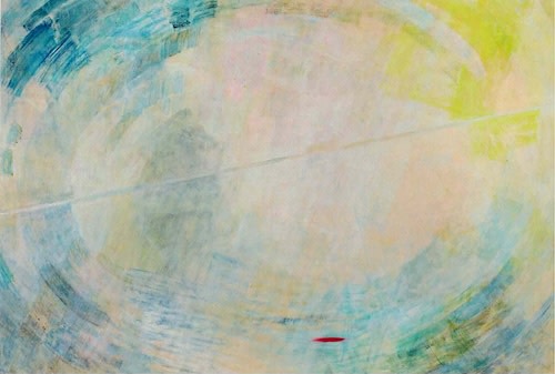 松田 環、「ふたつの花（セントポーリアとベコニア）」、希少画集・額装画 太田和寿 展 （藍画廊） ｜Tokyo Art Beat