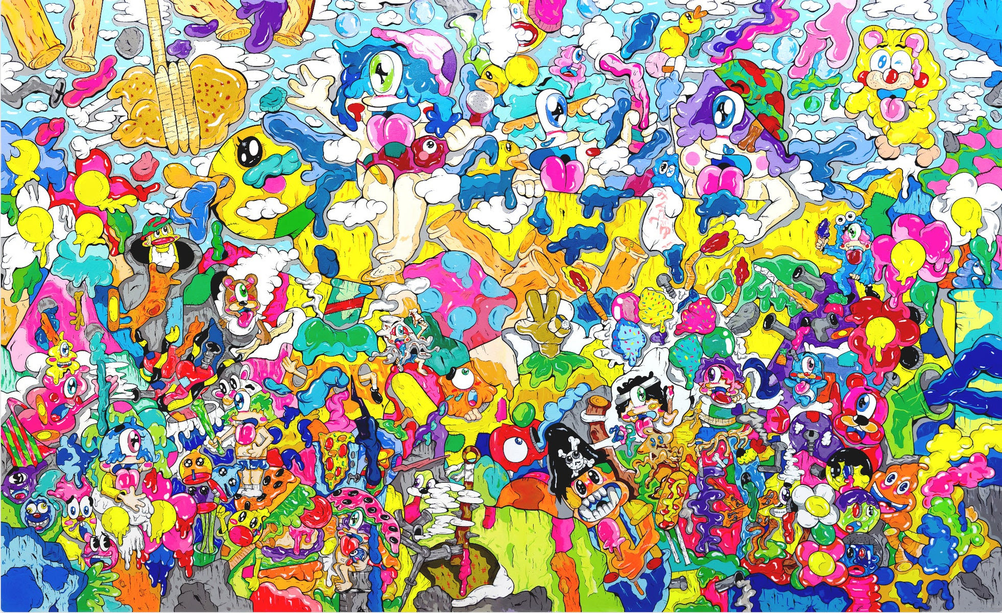 ロウブロウアート アクリル画 オリジナルキャラクターアート