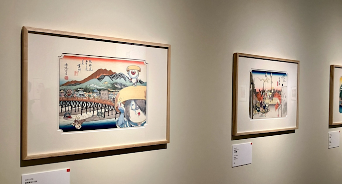 日本画 女性の姿 縦長 フレーム付き 喜多川歌麿《婦人相学十躰 ポッピンを吹く娘》が約43年ぶりに再