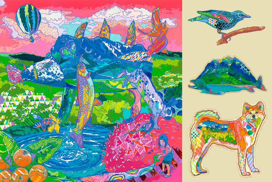 青空絵画3点 青い空と河川敷blue sky and riverbed|深澤雄太Yuta Fukazawa