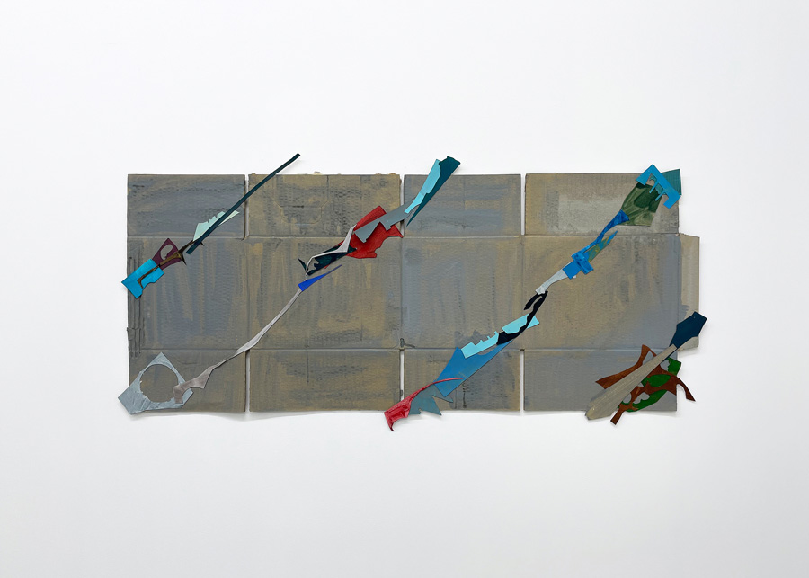 日本画家堤進の平面ポップアート 作品 。ミクストメディア。蝶と棺