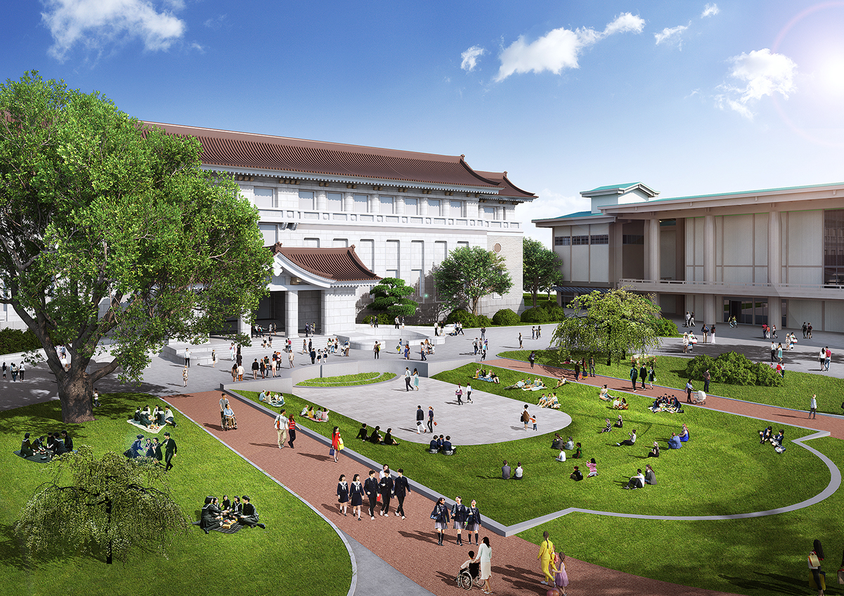 東京国立博物館が本館前の池を芝生エリアに改修の方針。開館100周年を