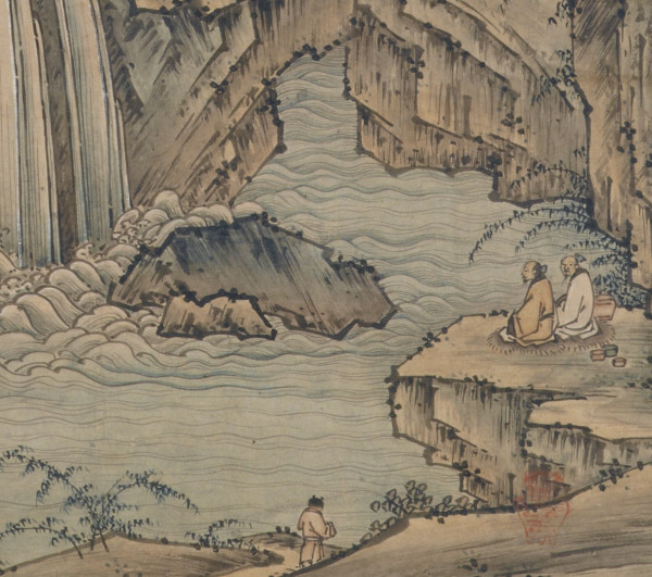作者不明 日本画 風景画 舟 作家物 雪舟画に傾倒し雪舟様作品を多く描いた鶴田機水 - UAG美術家