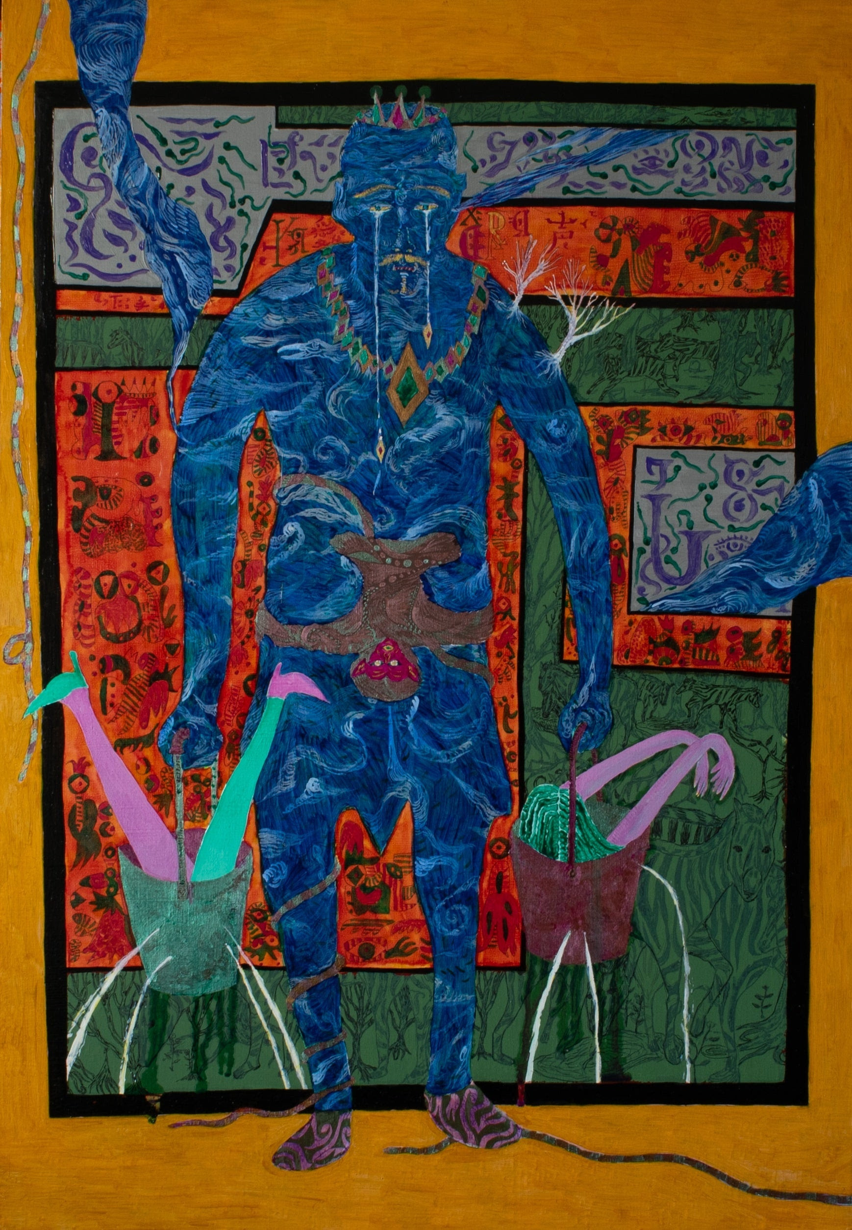 田村正樹作　髑髏と鉢植え 田村正樹 「水と油」 （OIL by 美術手帖ギャラリー） ｜Tokyo Art Beat