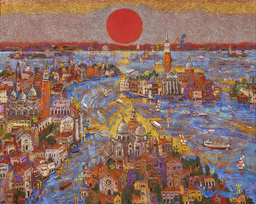 画伯ニッチェ・ルビン　絵画　「秋の恋空」 画伯ニッチェ・ルビン 絵画 「秋の恋空」 画家-Raqib Shawと異