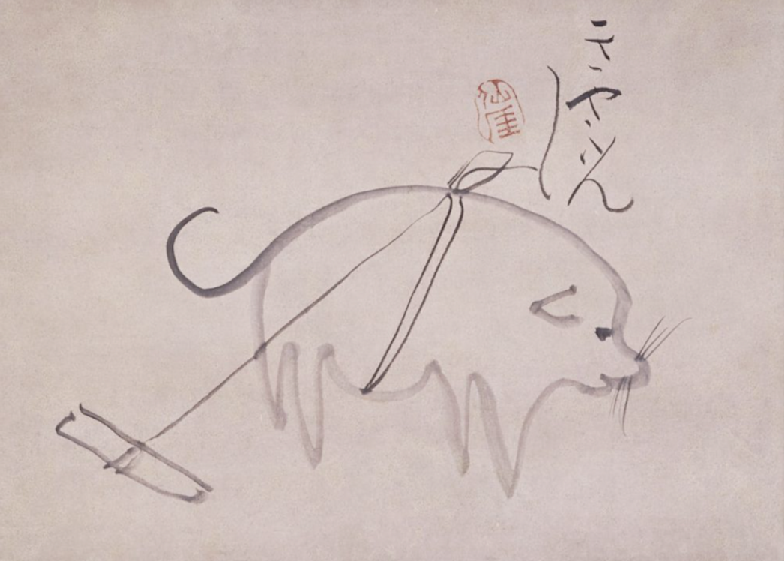 紙本水墨画 福助図画讃 仙崖義梵 筆意 軸先木 状態概ね良好 模写 紙本水墨画 福助図画讃 仙崖義梵 筆意 軸先木 状態概ね良好 模写