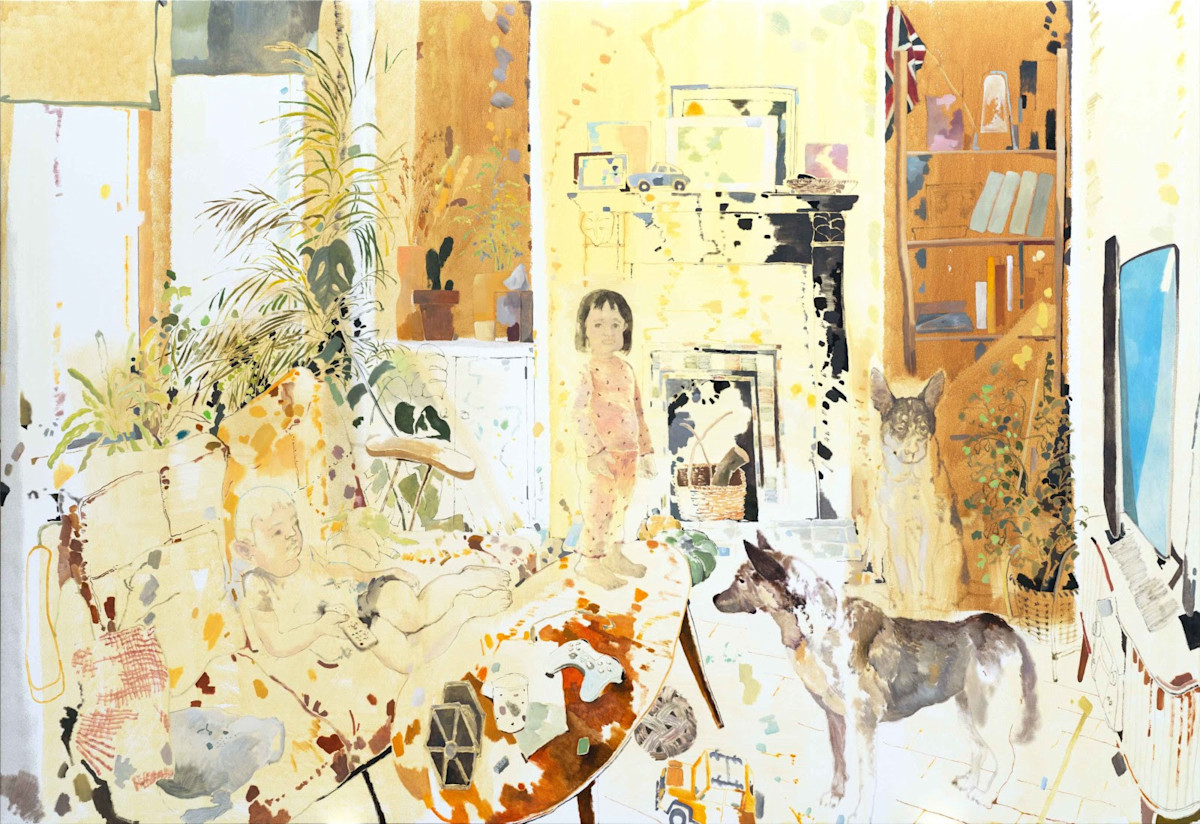 絵画+タペストリー Life goes on Walking with the Sky 空と歩く frame size W424H348 2025