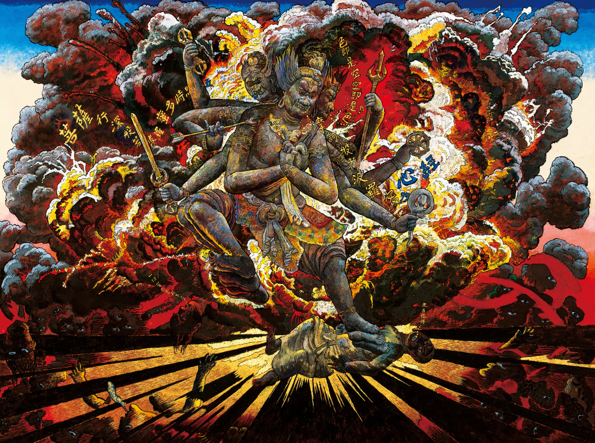 美品絵画小泉 守邦画伯「天空暁光日神」