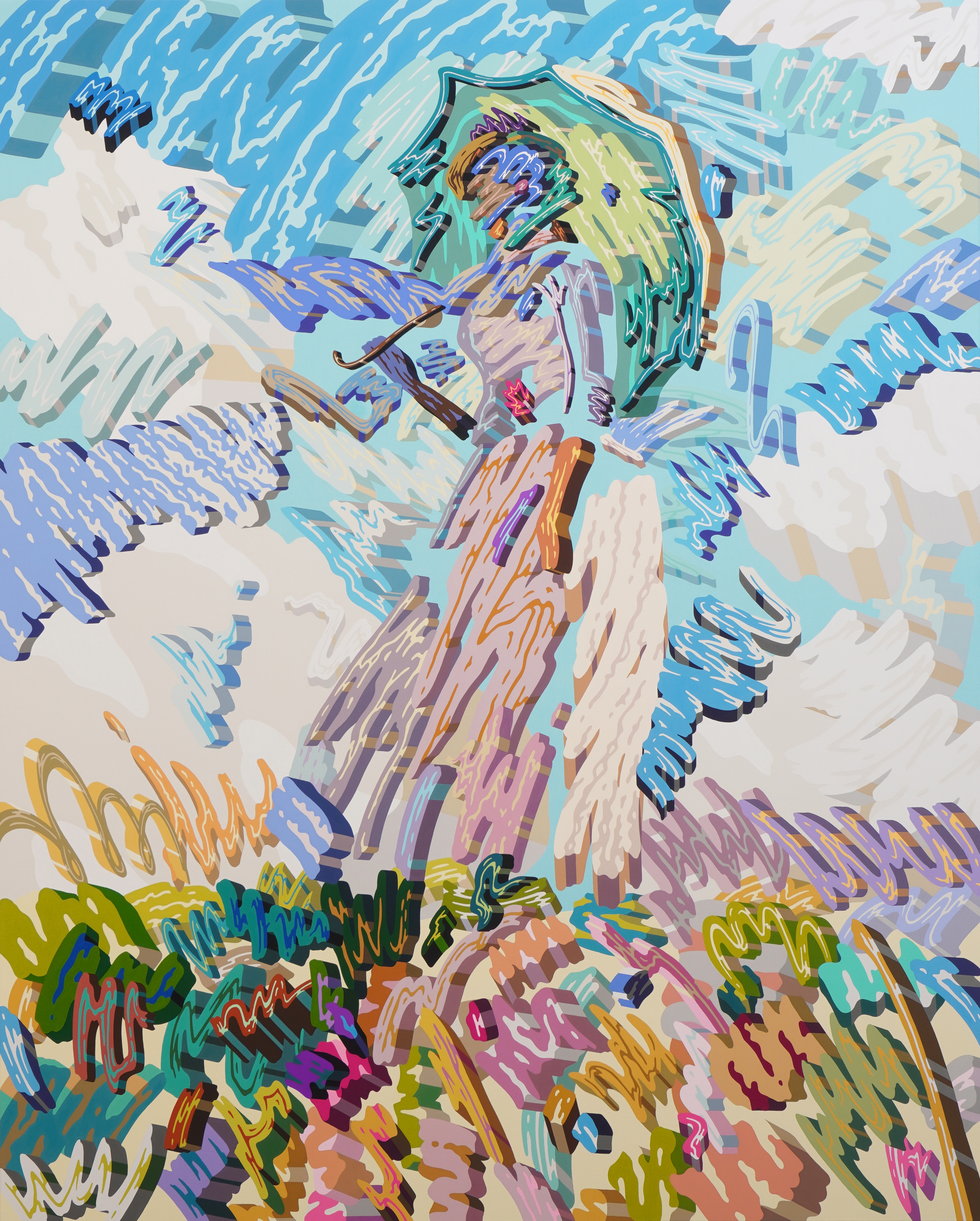 現代アート 山口聡一　直筆サイン『見たい夢は選べない』アクリル絵具 0718K 現代アート 山口聡一 直筆サイン『見たい夢は選べない』アクリル