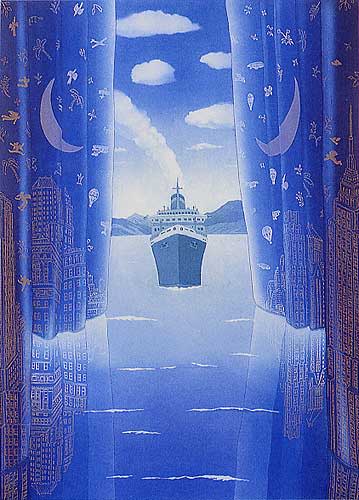 真作保証】小浦昇「NIGHT LIGHT」銅版画 直筆サイン 版画 真作保証