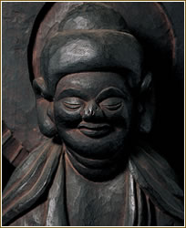 版画 (林正日呂 微笑地蔵仏) 木喰微笑仏の版画を描く