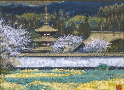 ローマの朝」 一線美術協会 後藤弘画伯のローマの朝の街並みを描いた