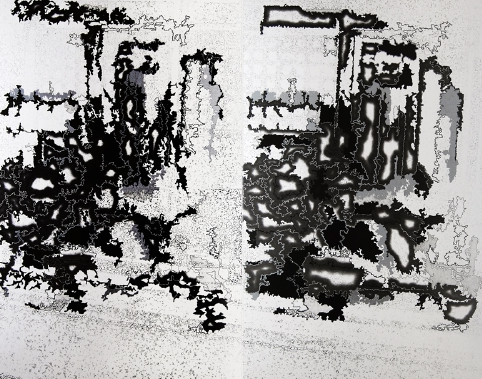 鉛筆デッサン　加藤助八「散歩」日動画廊シール　1977年宇宙展出品作 川上幸之介 + 彦坂敏昭 「カメラ・ルシーダ」 （AISHO MIURA ARTS