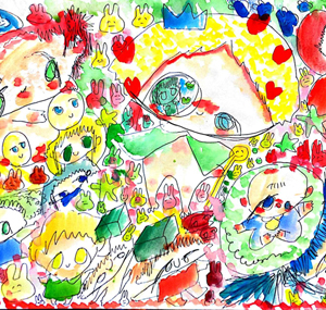 ダンゴ　軽やかな光り含む三作品　　絵画原画 壁画制作レポート 〜Sake Shop & Bar 海琳堂店内 – Izumi Kogahara