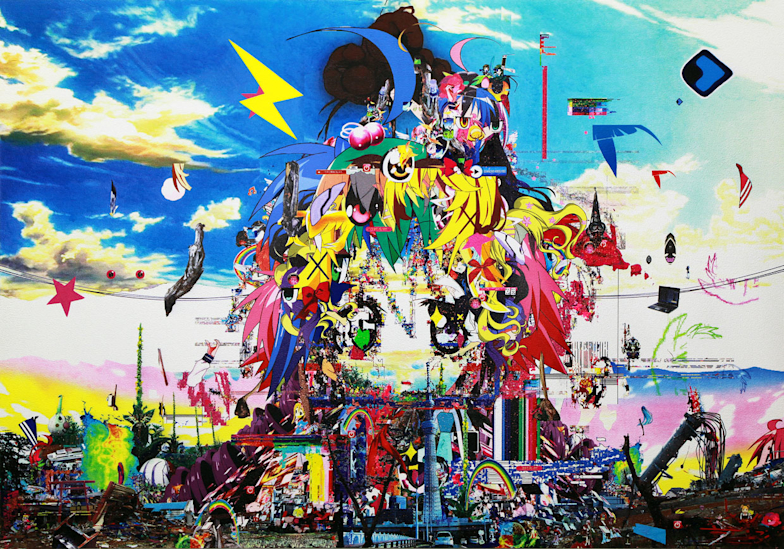 原画 ☆ Matthew Allen アート 希少 水晶パネル アートパネル 60×60cm ポップアート 黒フレーム付き