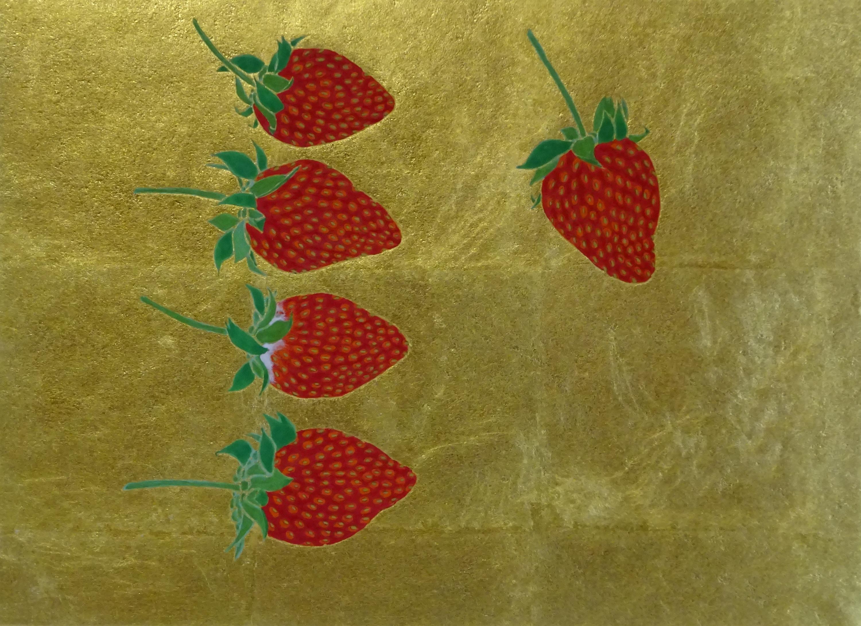 絵画　苺 楽天市場】手描き 油絵 額入り油彩画 いちご F4サイズ フルーツ