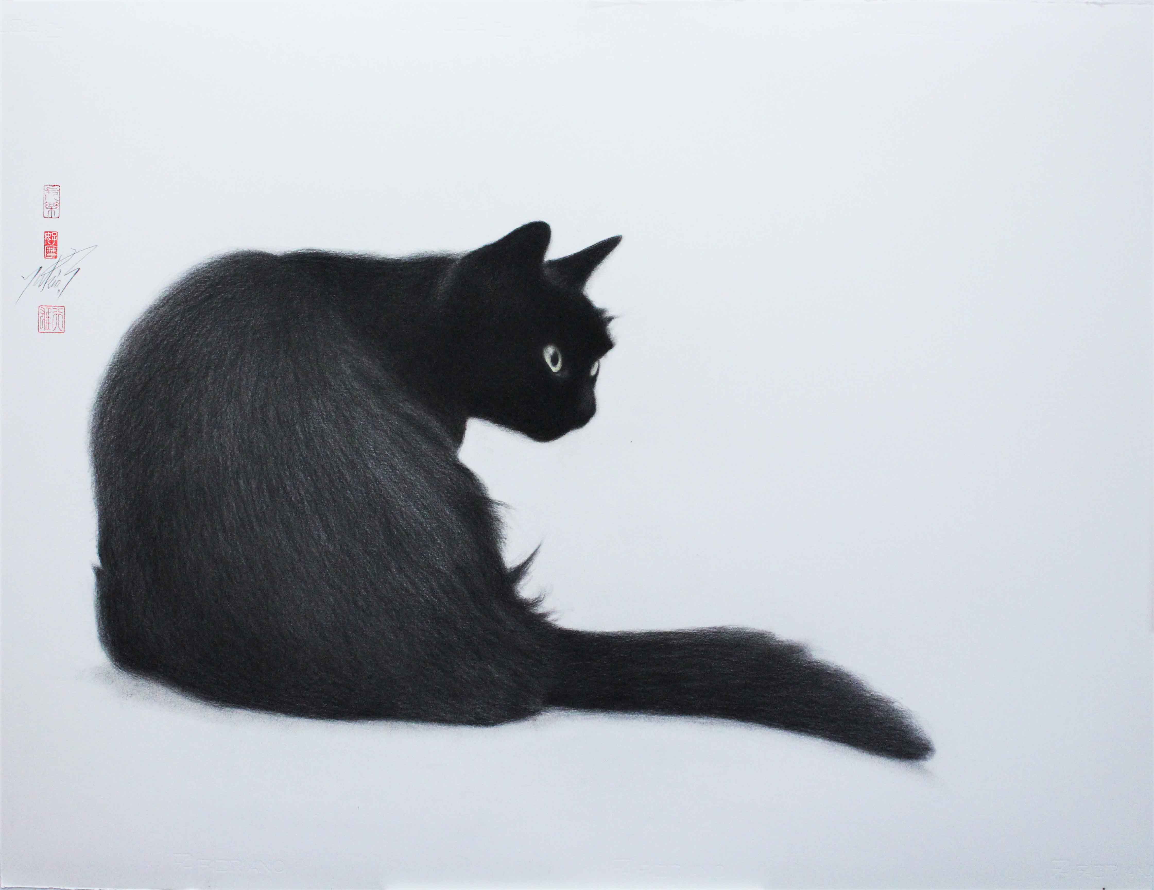 独特の上品 Gaze 黒猫の絵 2023 絵画 - bestcheerstone.com