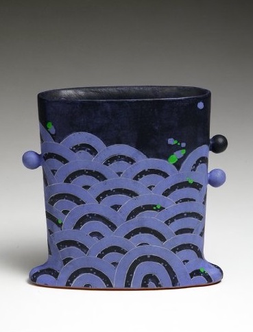 森野泰明作　雲藍　花瓶　花入　新品未使用 森野泰明作雲藍花瓶花入新品未使用