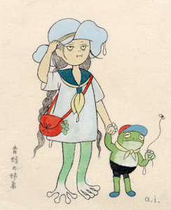 【原画】『大陸間移動装置』（絵画　動物　チワワ　黒猫　植物　龍　苔　蛇） backend=imagemagick;version=1;