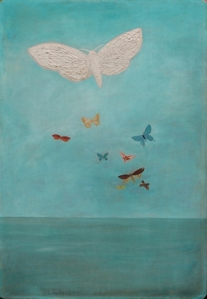 三岸好太郎、【海洋を渡る蝶】、新品高級額 額装付、年代物・希少画集画 三岸好太郎、【海洋を渡る蝶】、新品高級額 額装付、年代物