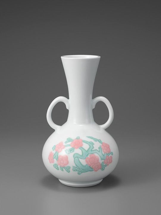 ◆ボストン美術館所蔵陶芸家【叶光夫】造 白瓷刻文花瓶 昭和時代◆ ◇ボストン美術館所蔵陶芸家【叶光夫】造 白瓷刻文花瓶 共箱