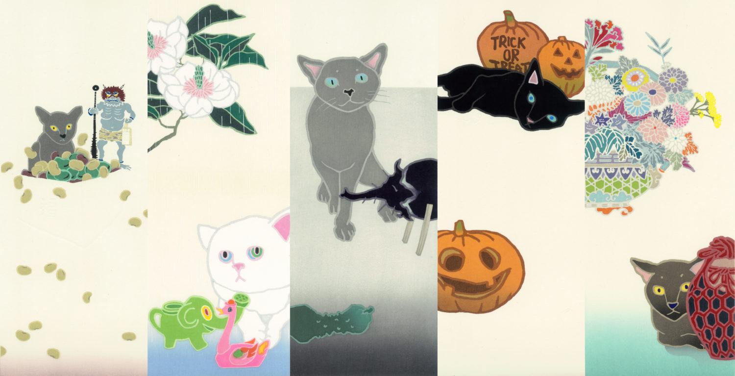 ミヤケマイ 木版画「B面の猫」 水無月（六月） | 村越画廊 - 絵画