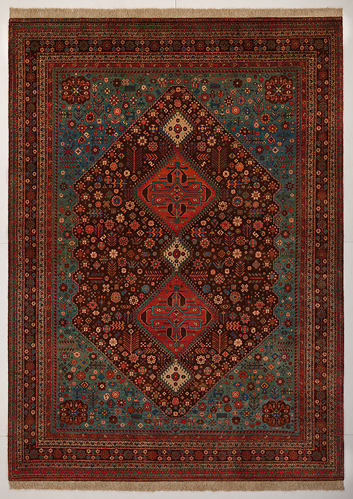 ペルシャ絨毯 210x135 手織り 美術品 草木染 ハマダン産クリーニング済み ハマダン