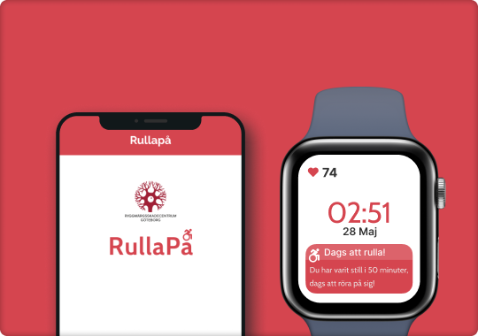 RullaPå project cover image, showing phone and watch