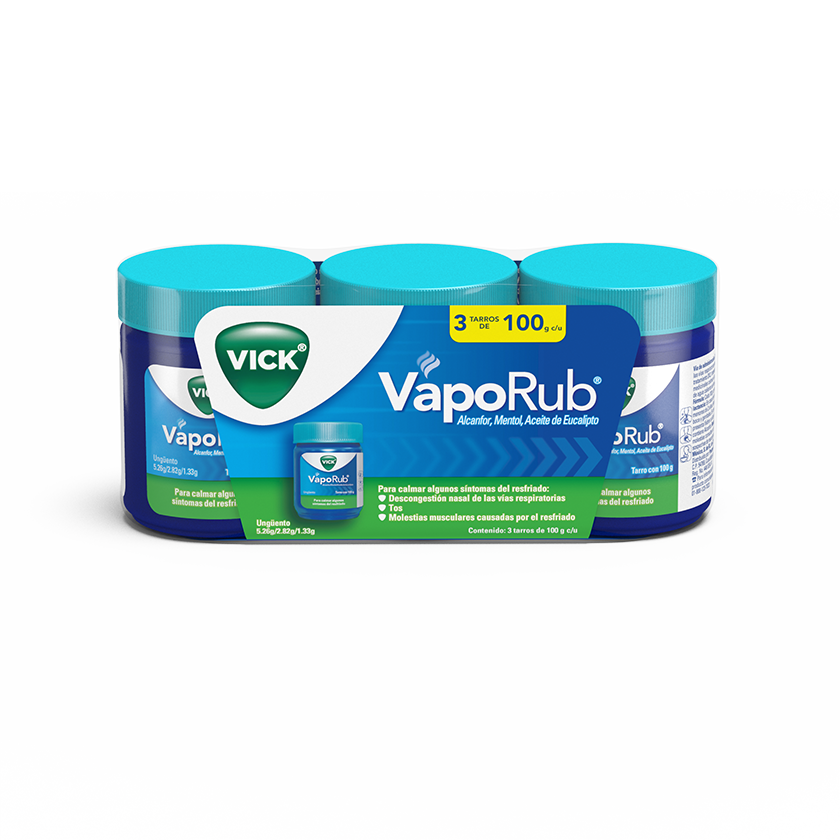 Pomada vicks vaporub para aliviar tos y congestión en resfriados