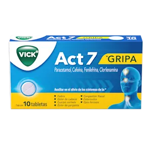 Act 7 alivio 7 en 1 de los síntomas de la gripa packshot lado frontal