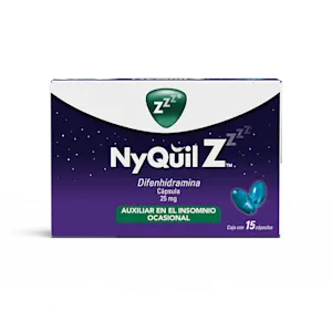NyQuil-Z Ayuda a dormir sin generar dependencia - 15 cápsulas packshot lado frontal