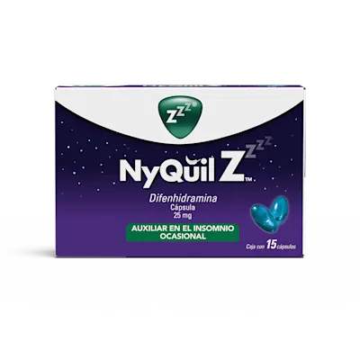 NyQuil-Z Ayuda a dormir sin generar dependencia - 15 cápsulas packshot lado frontal