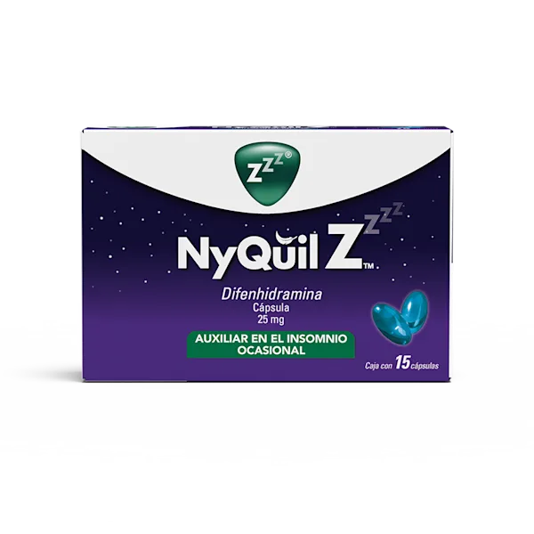 NyQuil-Z Ayuda a dormir sin generar dependencia - 15 cápsulas packshot lado frontal