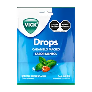 Vick Drops Caramelo Macizo Sabor Mentol 20 packshot lado frontal