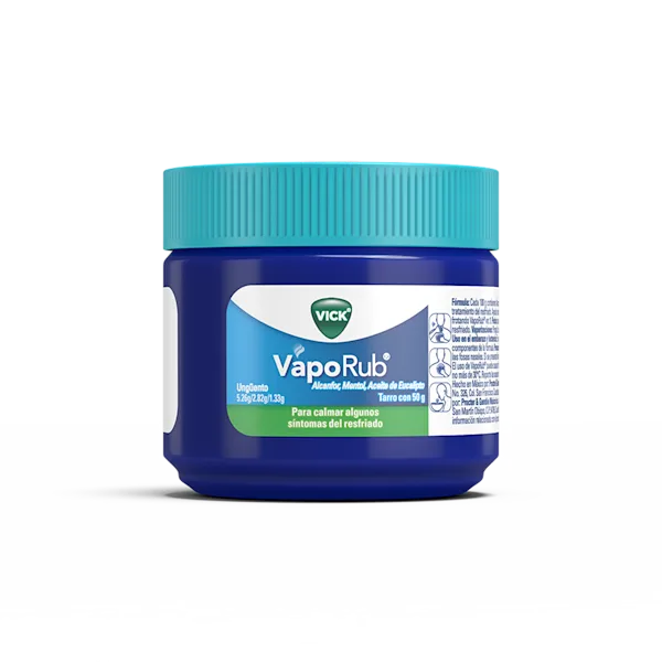 VAPORUB® alivio de la congestión nasal, tos y dolores musculares. - 50g packshot lado frontal