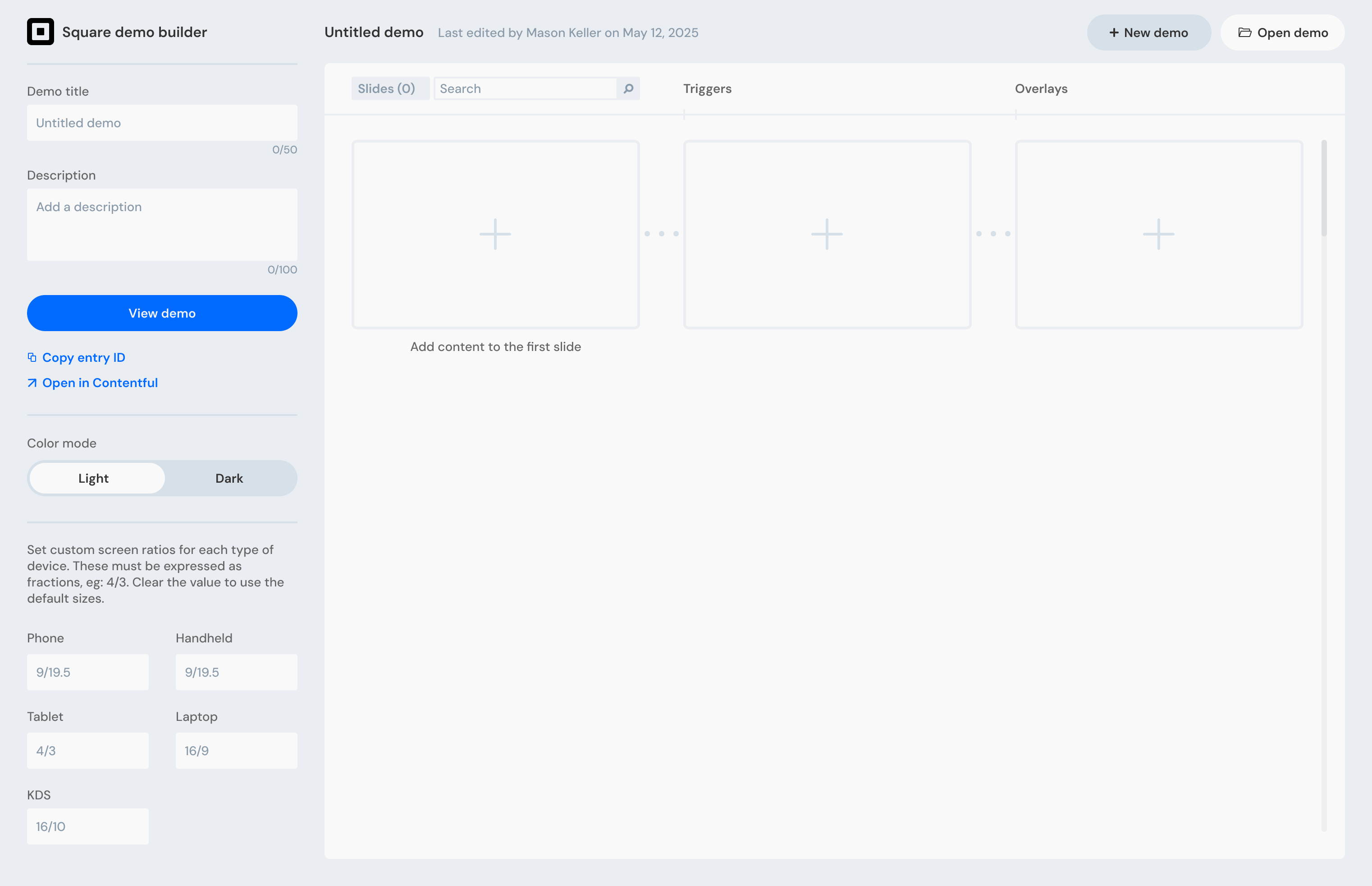 square demo builder - new demo