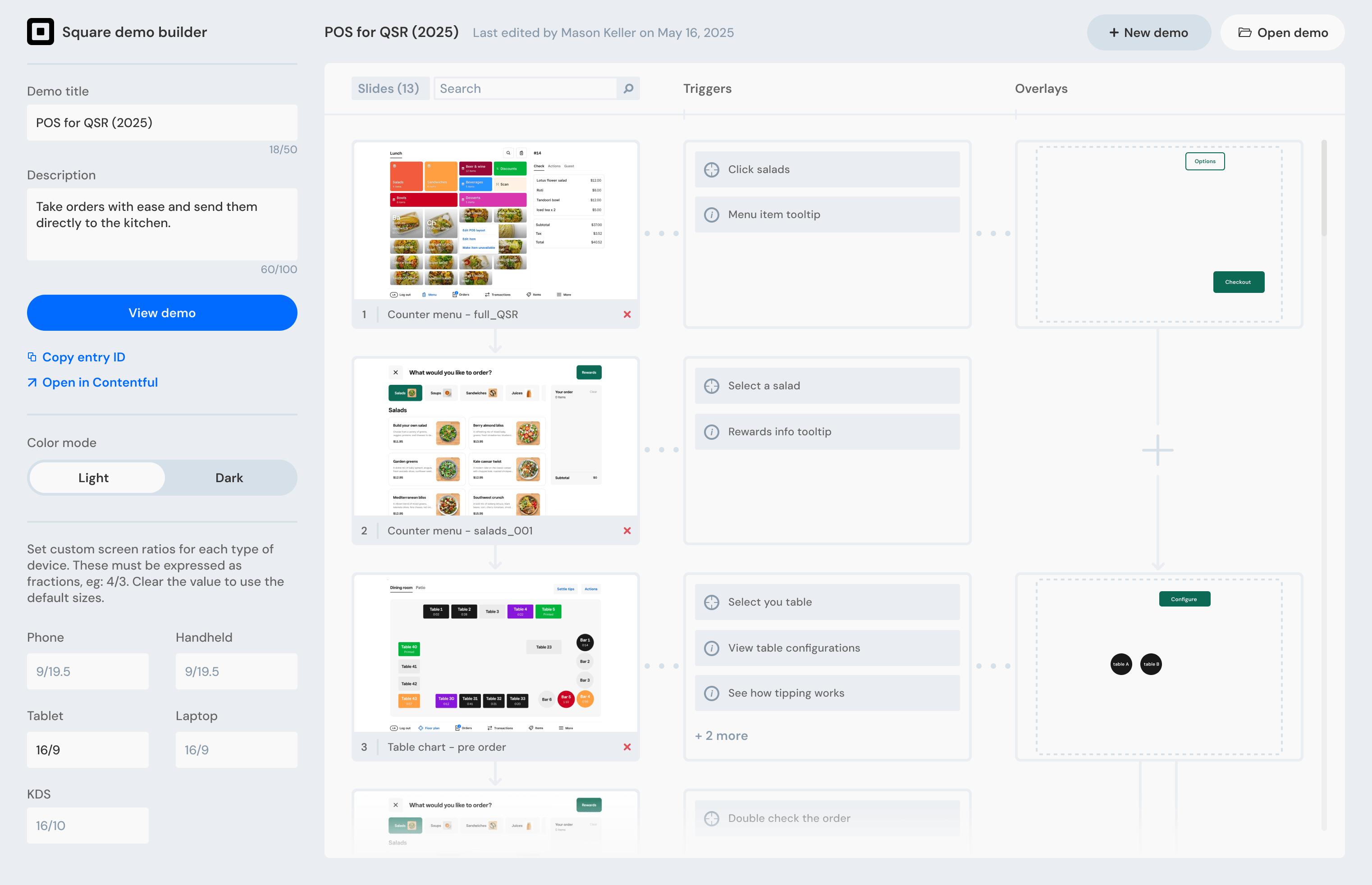 square demo builder - full demo