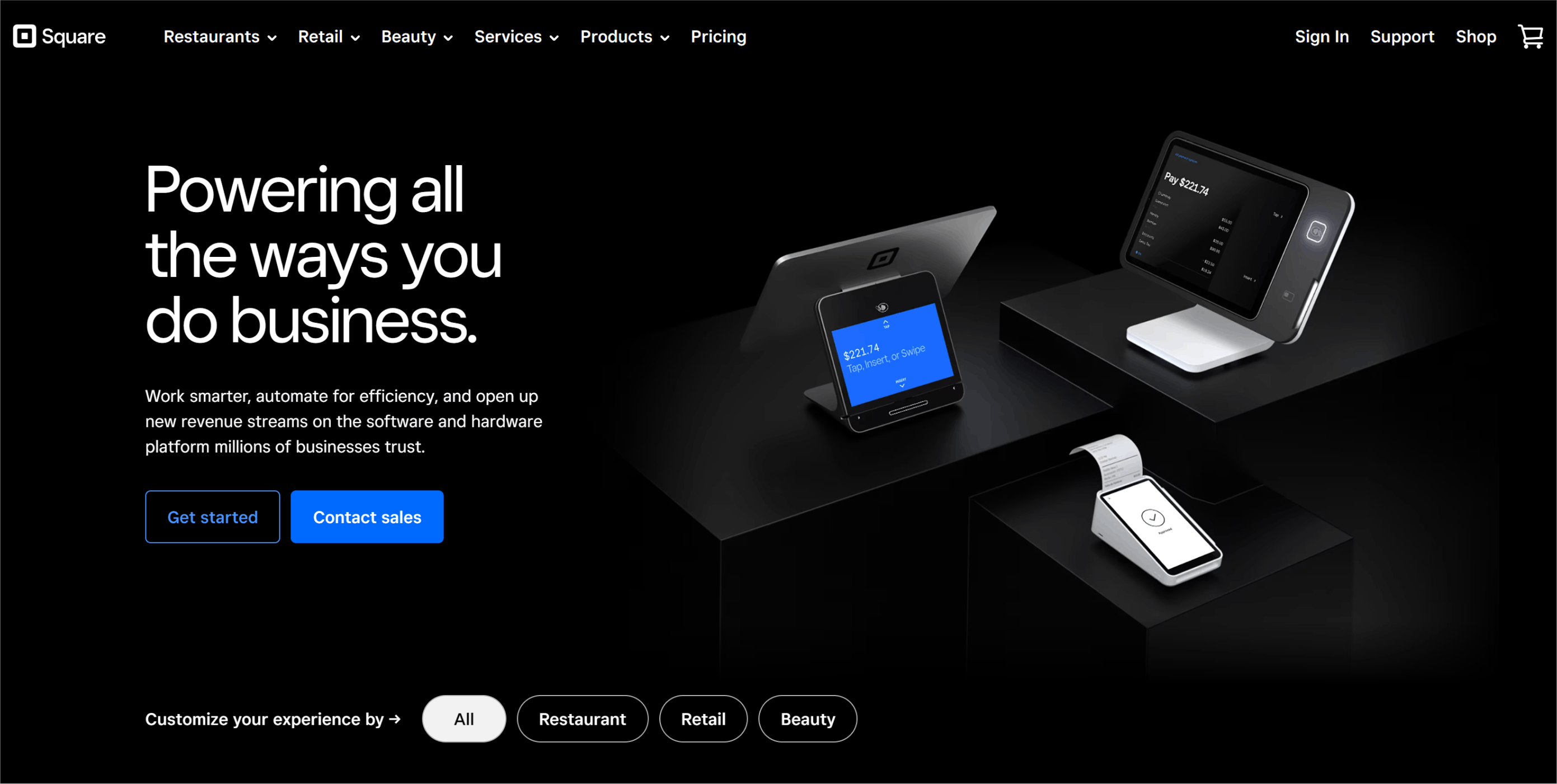 The Square homepage