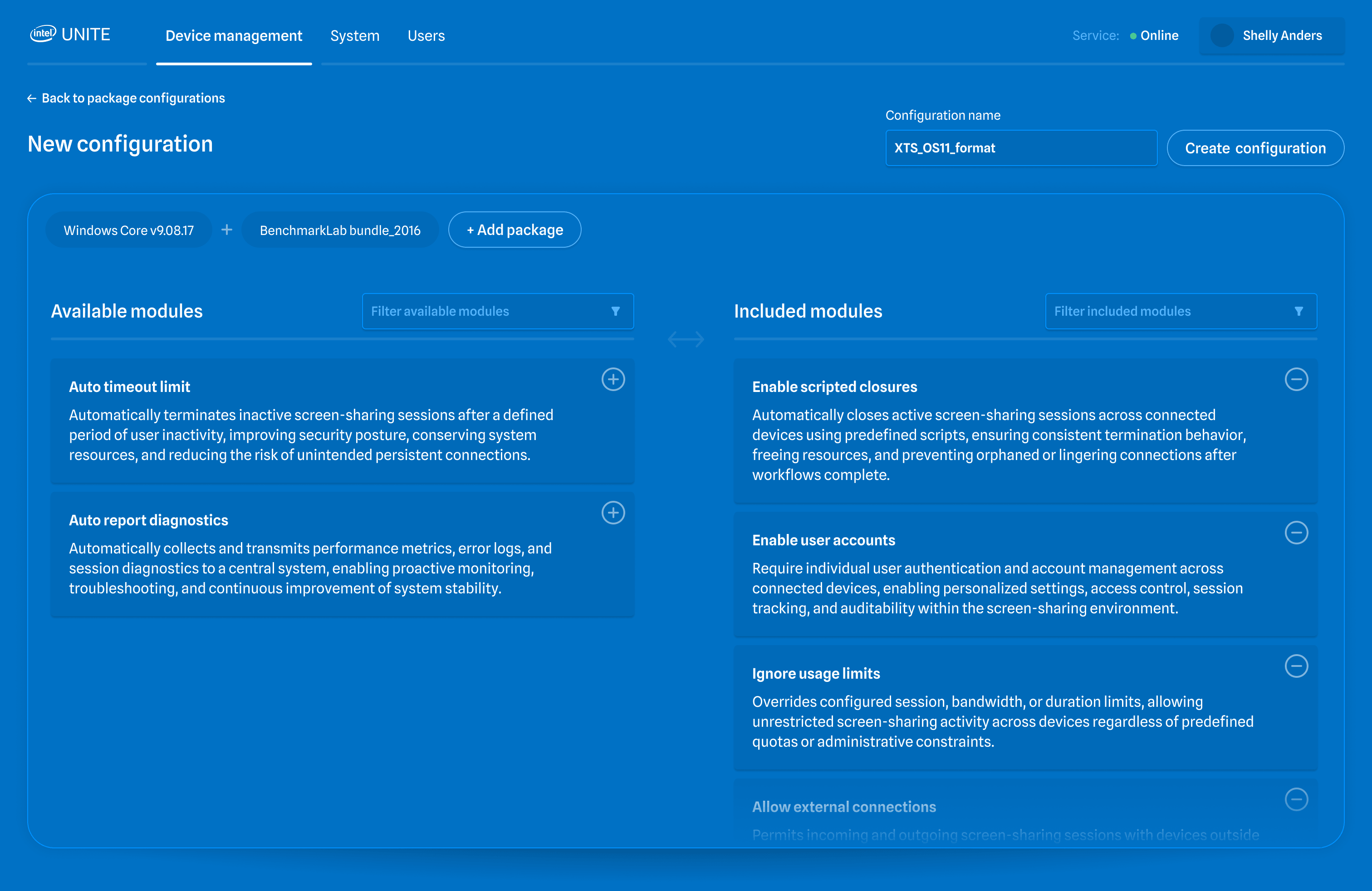 intel unite - new config